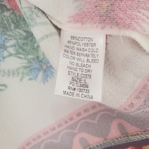 Umgee Floral Off Shoulder Top Blouse Womens Large Boho Peasant Bell Sleeve - Picture 7 of 11